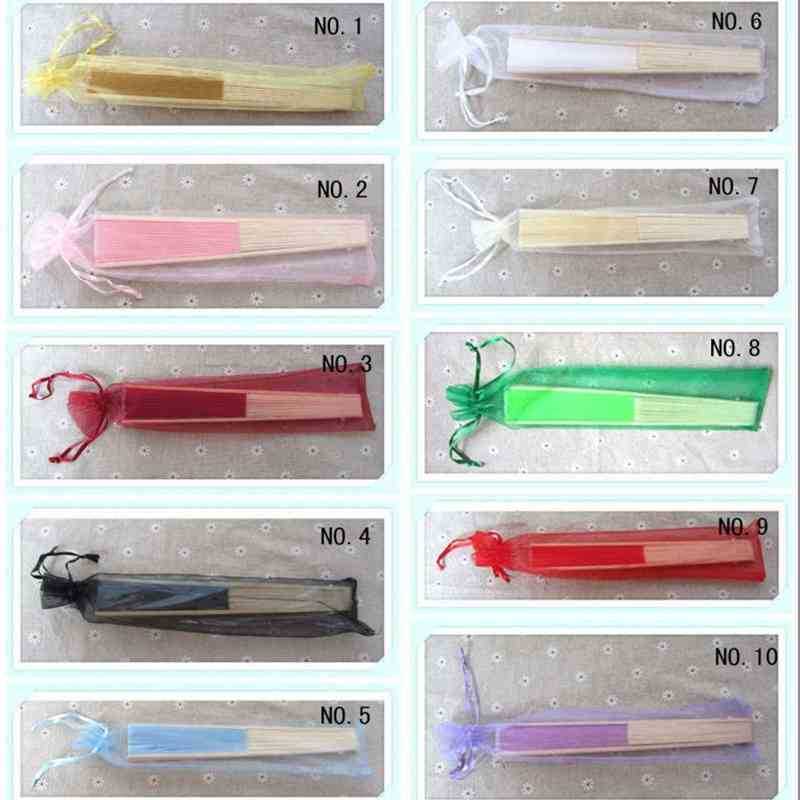 

Free 100pcs/lot 10 color Silk pouch for hand fans organza gift bag gift pouch for hand fans with drawstring ( not include fan) 210325
