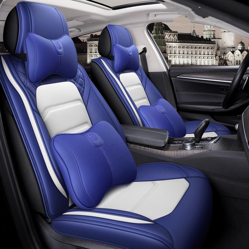 Housses de siège de voiture pour berline SUV en cuir Durable ensemble complet universel cinq places coussin tapis couverture avant et arrière ble