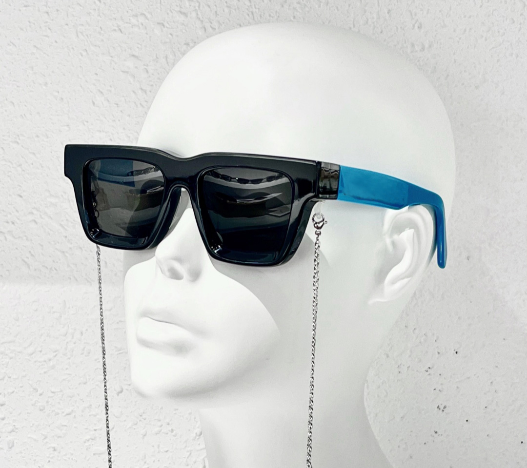

Luxury Square Millionaires Sunglasses Blue Black Dark Lenses Chain Glasses Wrap Sport Sunglasses for Men UV Protection Eyewear with Box