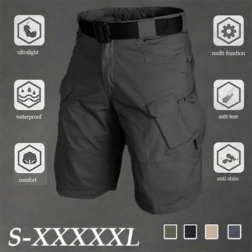 

Big Size 5XL Classic Tactical Shorts Men Outdoor Waterproof Military Camouflage Multi-pocket Mens SWAT Cargo 210629, Black