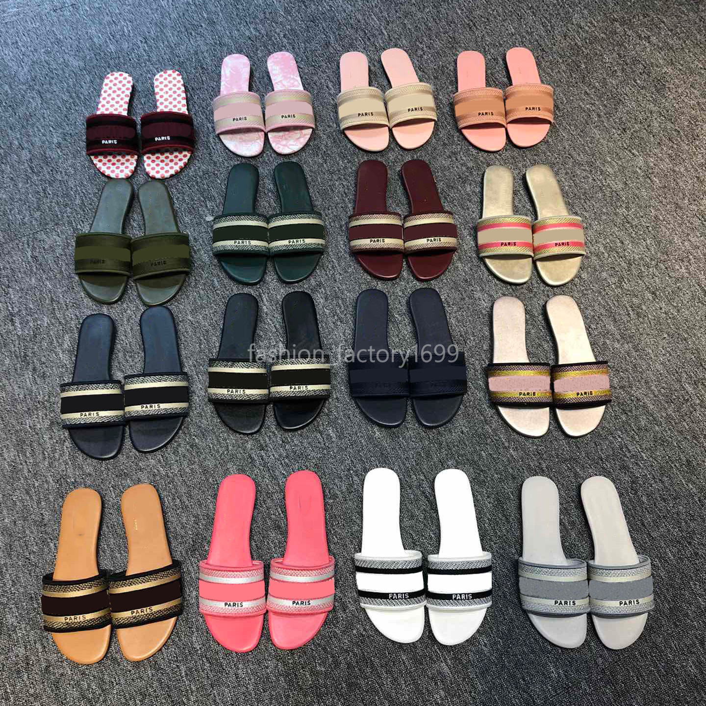 

2021 Luxury designer slippers women sandals denim ladies summer flat outdoor beach rainbow fashion Flops Striped Leather Flowers with box