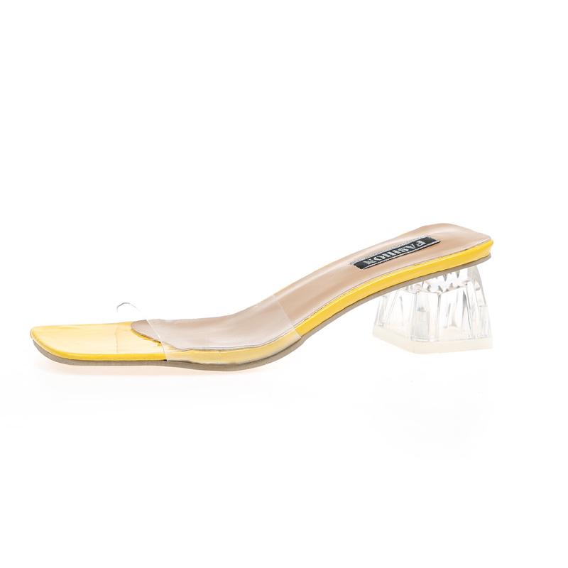 

Slippers Clear Transparent Women Shoes Woman Mules Summer Ladies Female Thick High Heels Crystal Casual Plus Size 43, Green