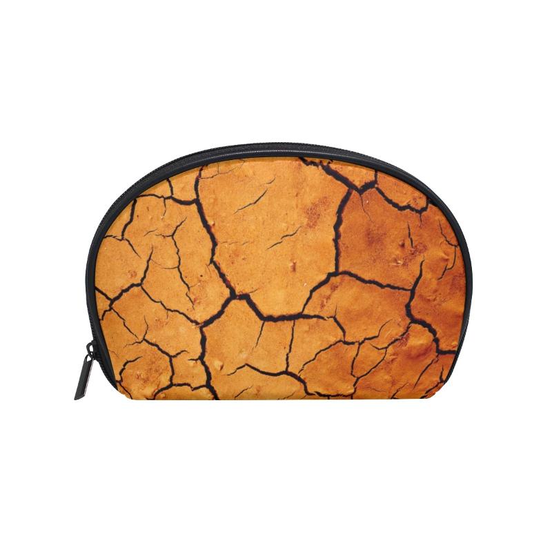 

FengJu Multifuncition Shell Cosmetic Bag Purse Half Moon Hanging Travel Toiletry Pouch For Girls Woman Mud Texture Geometry Bags & Cases