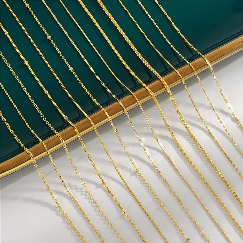 

Chains 925 Sterling Silver Chain Necklaces 18K Gold Plated For Women Jewelry
