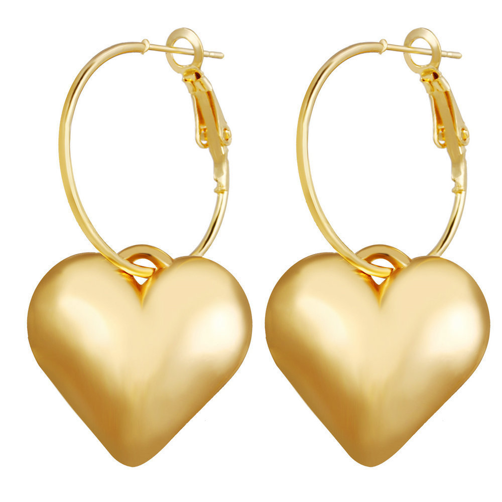 

Love Earrings Originality Concise Golden Metal Heart-shaped Eardrop Trend Ear Hook
