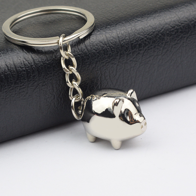 

10Pieces/Lot Cute Exquisite Small Pig Keychain Fashion Bag Charm Accessories Creative Alloy Car Key Holder Animal Pendant Bag Key Chain