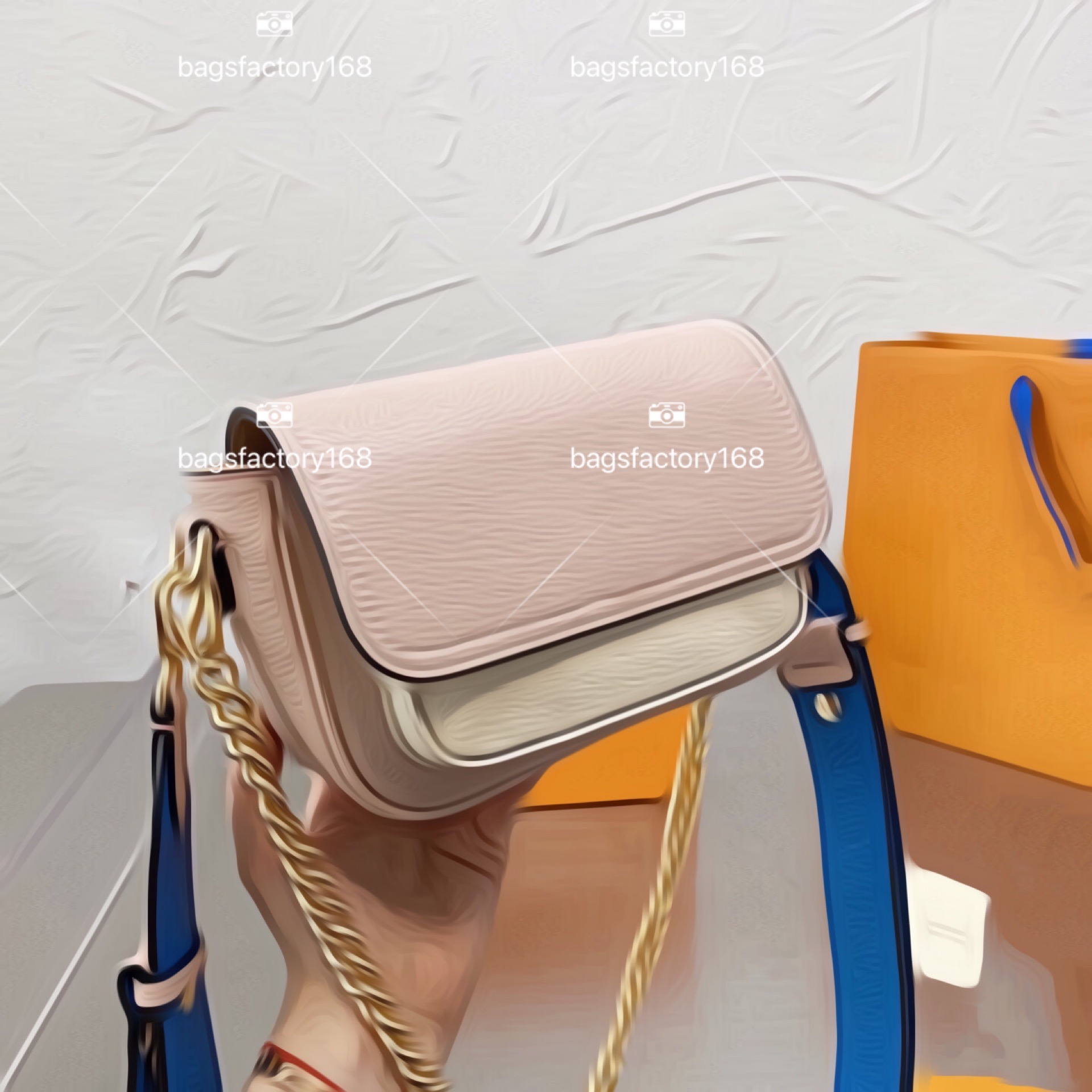

Luxury Design Big Classic Custom Saddle Bag Collision Color Shoulder Strap Cross Body Bags High Quality Leather Fashion Chain Package Tote, 11111