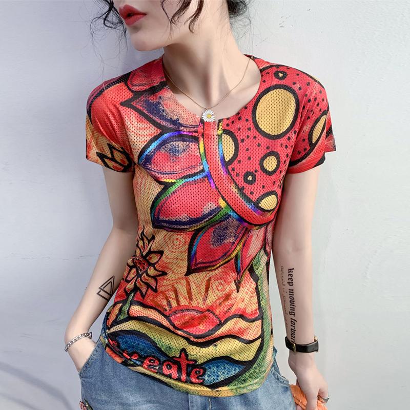 

Women' T-Shirt 2021 Graphic Print T Shirt Women Tops Base O-neck Fashion Tees Funny Girls Tshirt, 8100