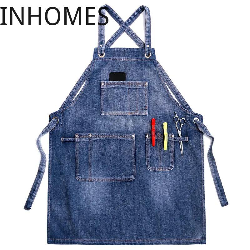 Custom Logo Apron Cowboy Delantal Cocina Restaurant Flower Work Barista Coffee Barber Shop Chef Beauty Nails Studios Uniform Aprons-image-688597981