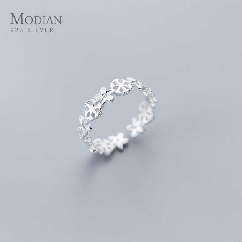 

Fashion Winter 925 Sterling Silver Snowflake Flower Stackable Finger Rings For Women Simple Ring Fine Jewelry Girl Gift 210707