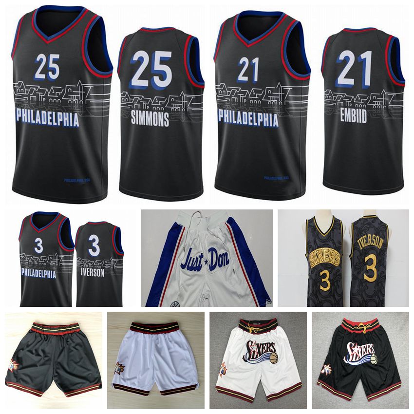 

Philadelphia 76ers Basketball Jerseys Mens Joel 21 Embiid Ben 25 Simmons Allen 3 Iverson Jersey 2021 City Swingman Edition Nba S, Black;red