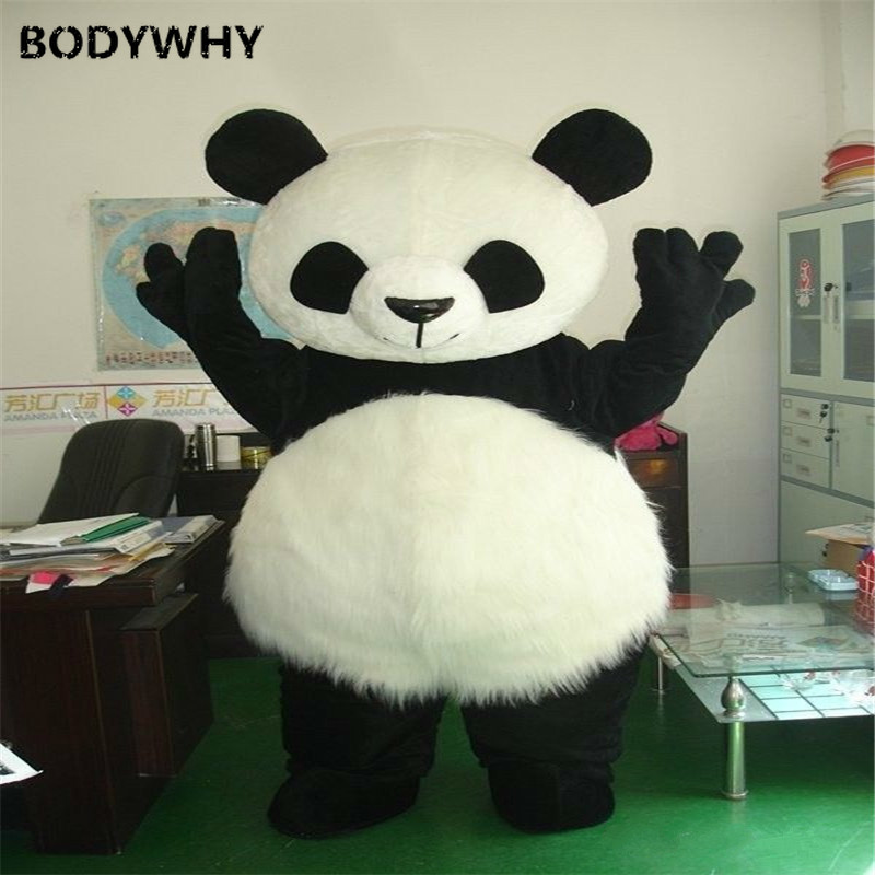Costumes de mascotte Halloween carnaval publicité longue fourrure Panda ours Animal mascotte Costume fête d'anniversaire jeu robe adultes taille