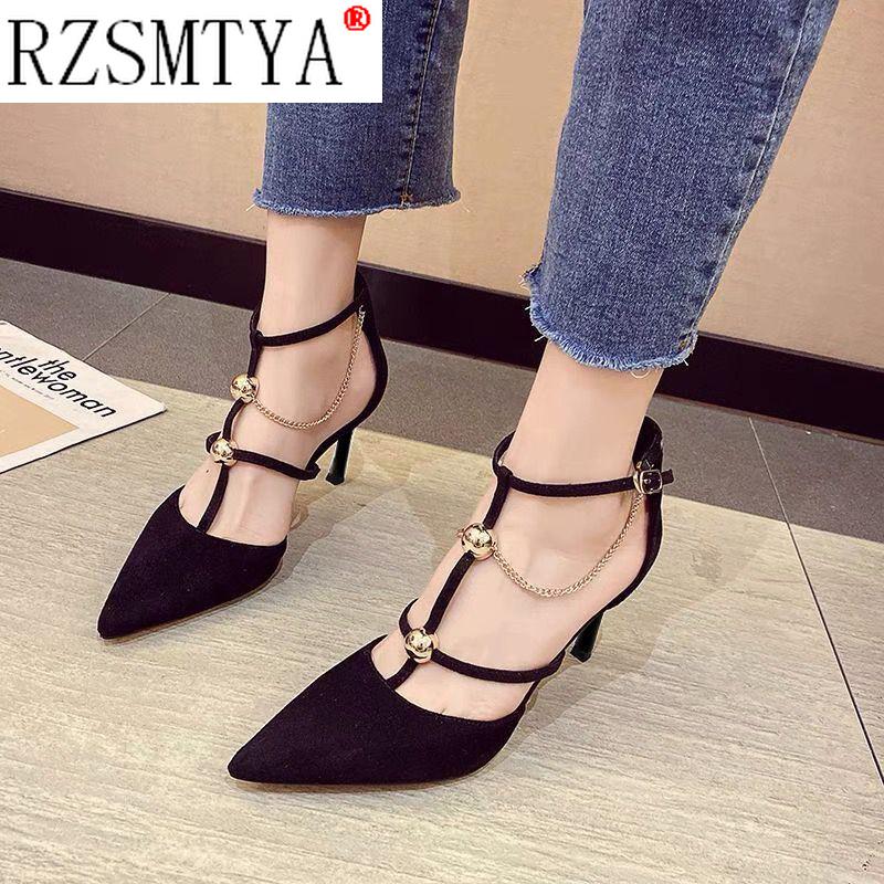 

Dress Shoes 2021 Sexy High Heels Women Brand Design Night Club Chain Pumps Party Wedding, Black