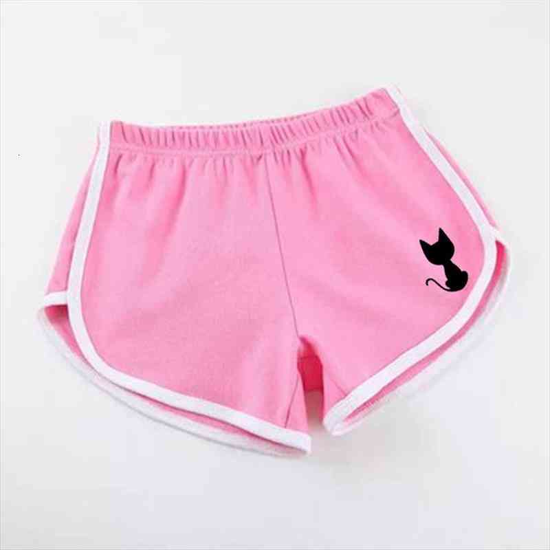 

back view cat printed summer women short skinny elastic casual trend sport beach female swimwear pant, White;black