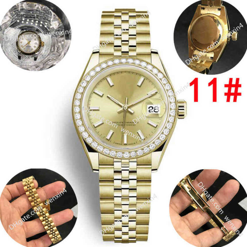 

Deluxe 26mm Woman diamond watch Ladies watches White rectangular gold surface jubilee band montre de luxe 2813 Automatic Steel swimming Waterproof Wristwatches, 01