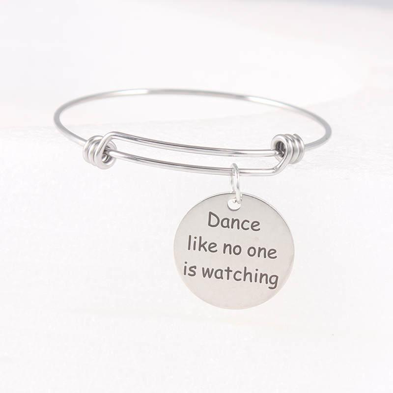 

Bangle Dance Like No One Is Watching Stainless Steel Adjustable Wire Expandable Charms Bracelets Gifts For Women Jewelry1