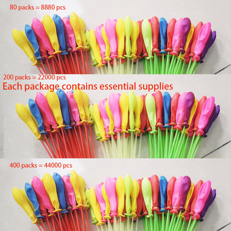 

Summer outdoor party water balloon for kid entertainment toy multi color both boy and girl pool beach balloons toys, 1set=3beam=111pcs