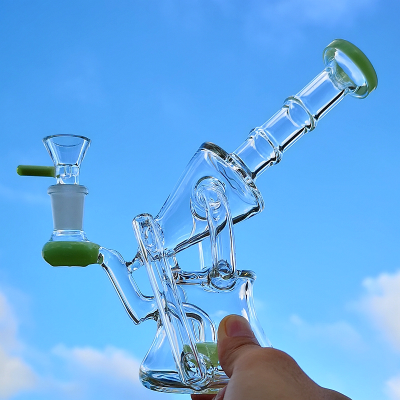 

7 Inch Hookah Glass Bong 14mm Female Joint Water Pipe Showerhead Perc Oil Rig Sidecar Recycler Dab Rigs Percolators Bongs With Bowl Pipes Hookahs