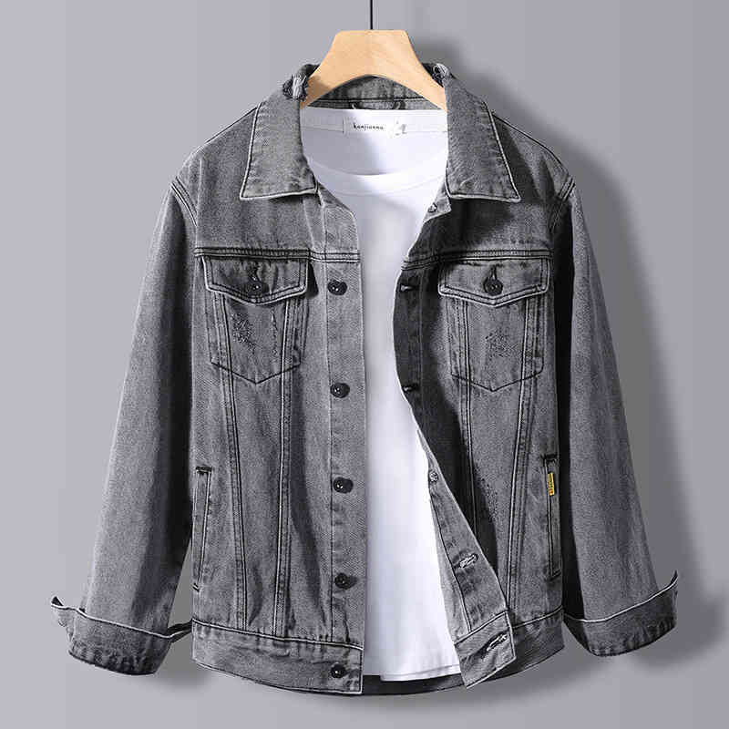 

autumn and winter denim et loose men's versatile tooling 2021 new korean youth, Black