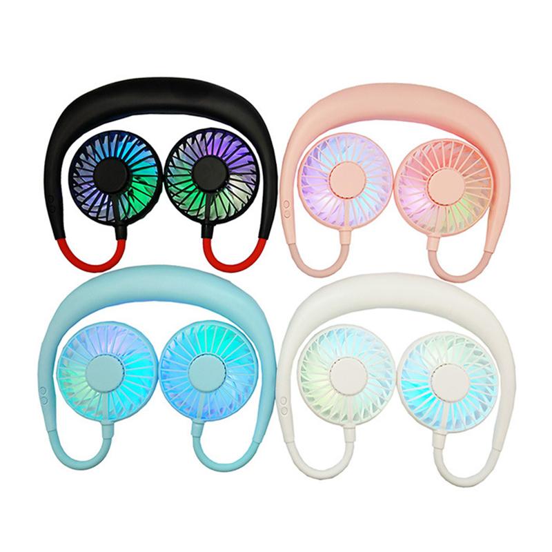 

Mini Fan Cold Hands Free Neck USB Hanging Sports 3-speed Air Cooler Adjustable Dual Conditioner Electric Fans