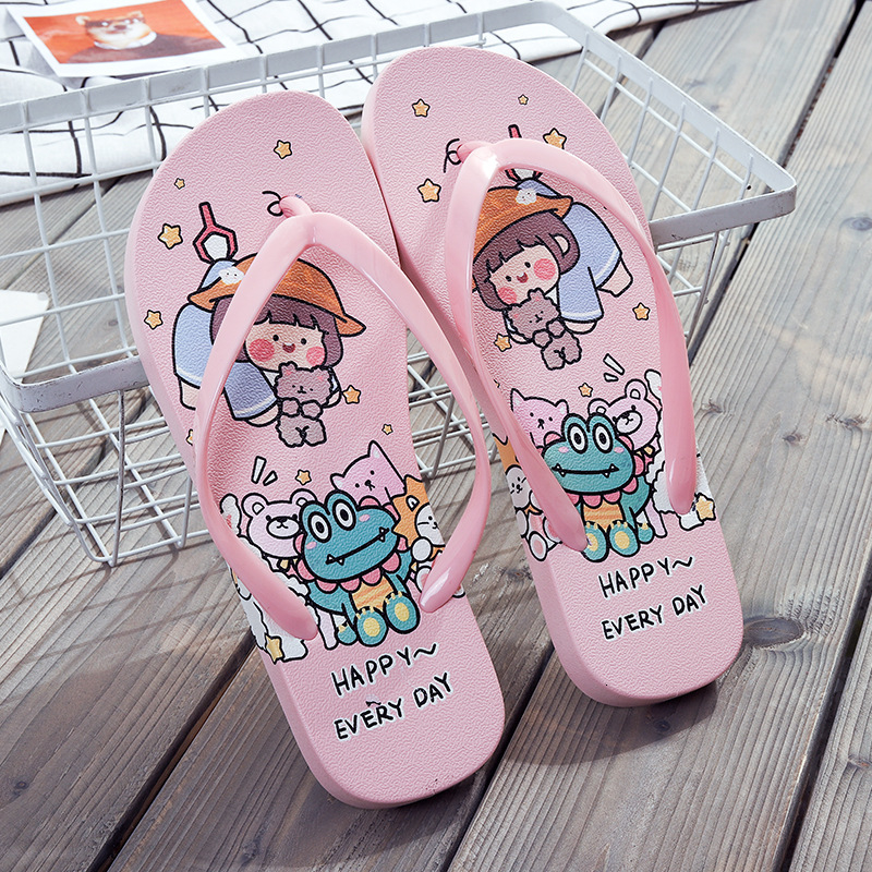 

luxury slippers cartoon flip flop's pvc plastic sandals for summer, Black