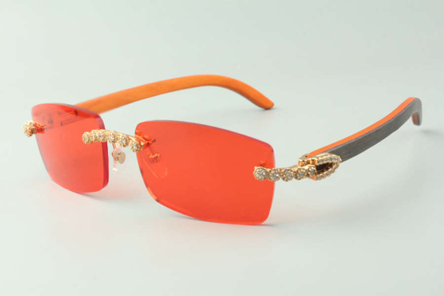 

2021 exquisite bouquet diamond sunglasses 3524012 with natural orange wooden temples glasses lens 3.0 thickness,size: 18-135 mm