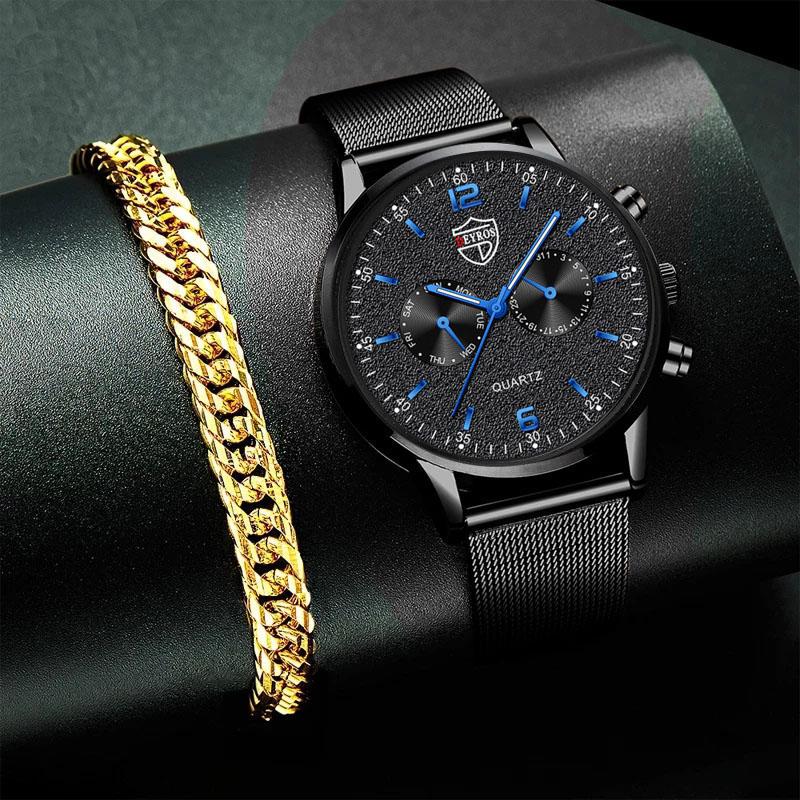 

Wristwatches Luxury Business Mens Watches Stainless Steel Mesh Belt Quartz Wrist Watch Bracelet Sports Minimalist Men Luminous, Slivery;brown