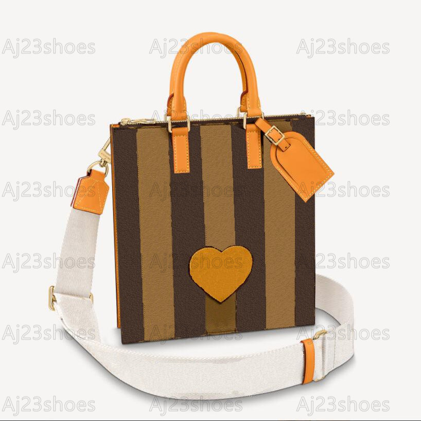 

Sac Plat Messenger Bag Monograms Stripes Brown Canvas Crossbody Shoulder Vintage Heart Patch Sleek Practical Mens Carryall Bag M45969, 01