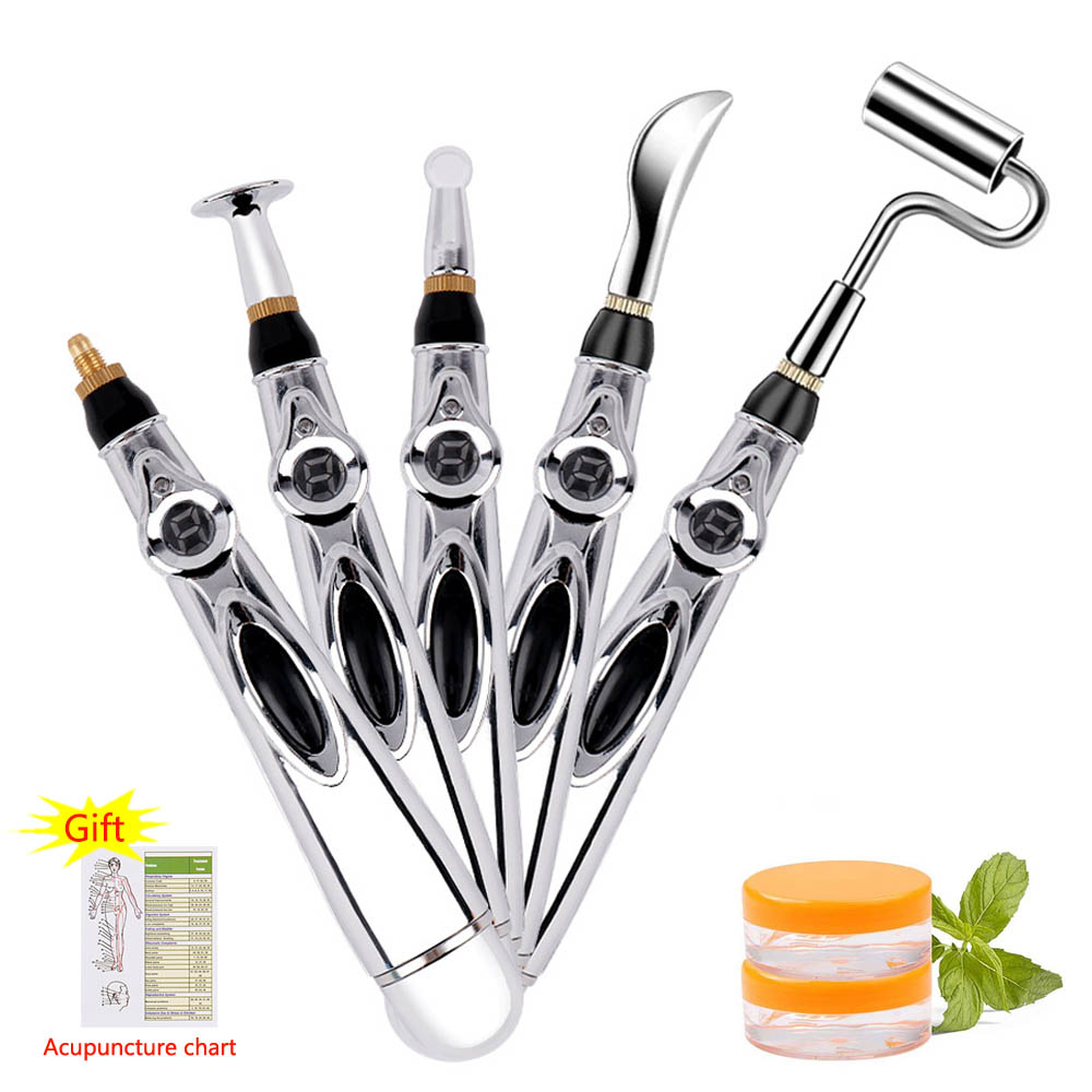 

5-Head Acupuncture Pen Electronic Acupuncture Point Detector Meridian Energy Laser Massage Pen Body Massager Health Care Beauty