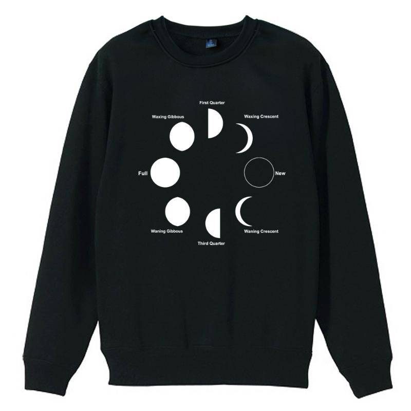 

Men's Hoodies & Sweatshirts Moon Phases Universe Earth Boy Man Men Crew Neck Sweatshirt Couple Clothes Teenager Pullover Fleece ZIIART, Black