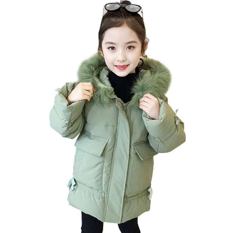 

Jackets Girls Long Coat Fur Hoodies Thick Warm Outerwear Girl Cotton Padded For Children Teenage Children's Clothes, 0498294-2