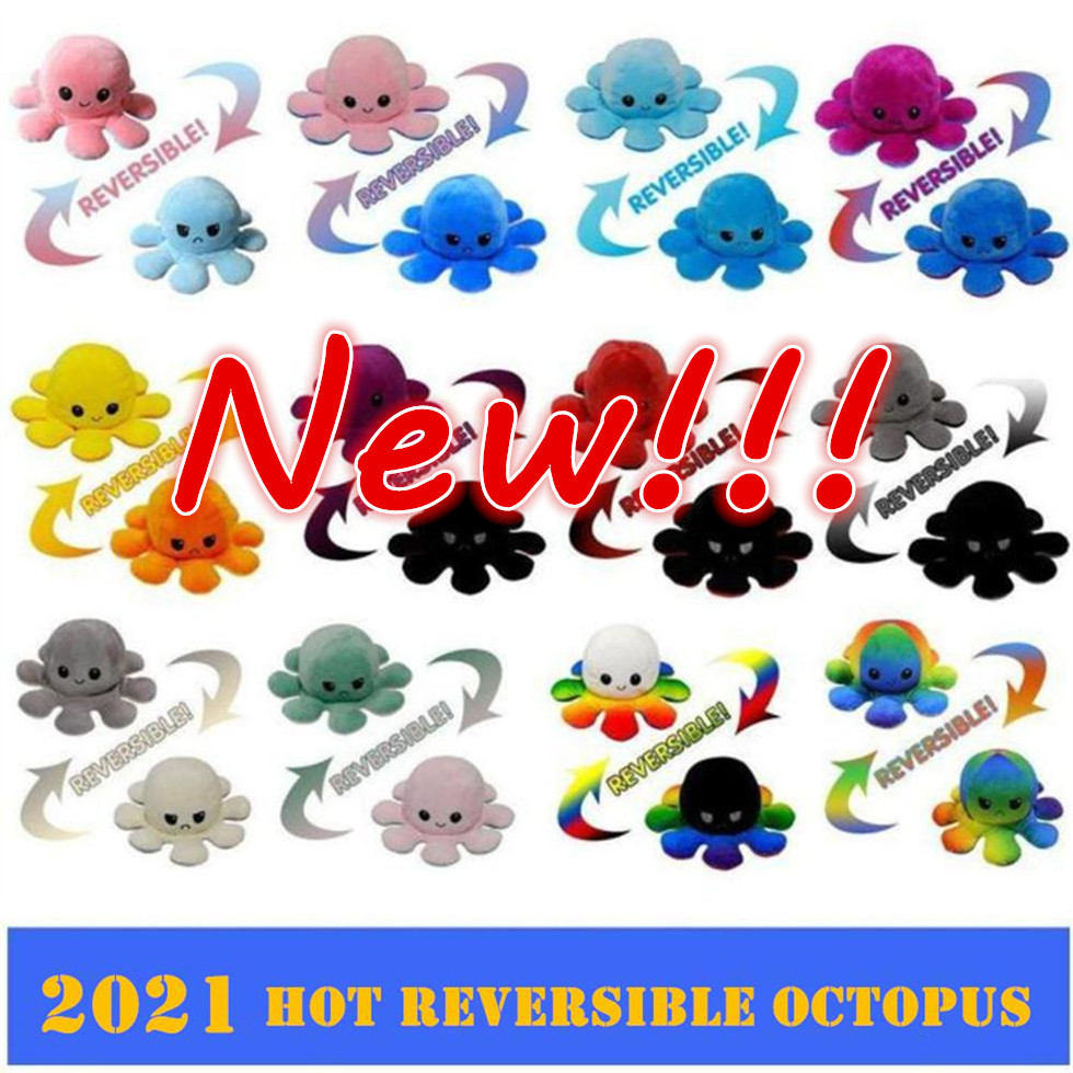 

Ship Today!!! Kids Gift Doll Cute Reversible Flip Octopus Stuffed Soft Dolls Double-sided Expression Plush Toy fidget toys Christmas Gifts