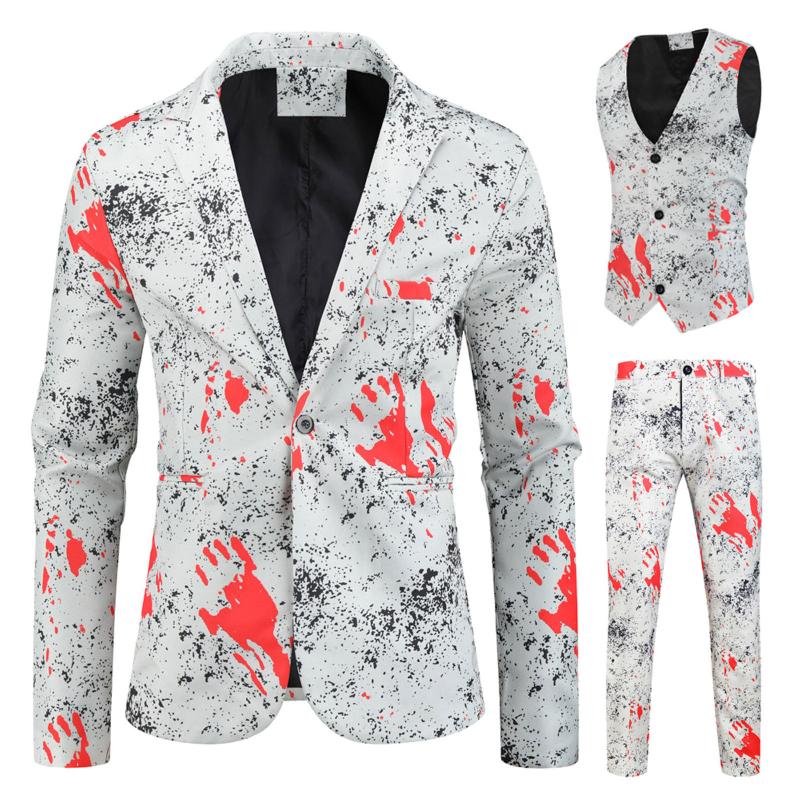 

Men's Tracksuits Three-piece Sets Fashion Casual Printed Coat Vest Pants Suit Formal Work Winter Soft Windeproof Outfits 2 Piece, Gray