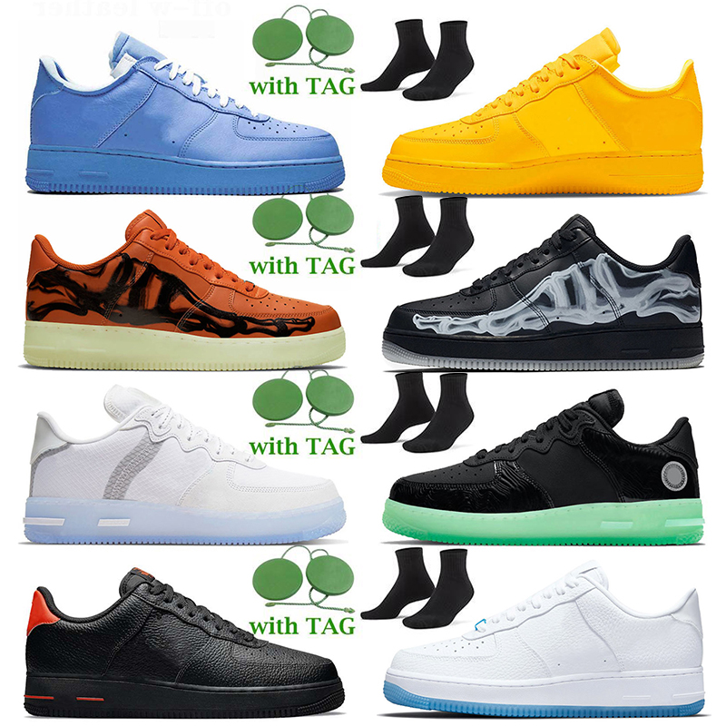 

2021 Luxurys Designers Dunks 1 Low Casual Shoes MCA Blue Univeristy Gold Skeleton Black White Off Light Bone All-Star UV REACTIVE N354 Sports Trainers Sneakers, #1 uv reactive 36-45