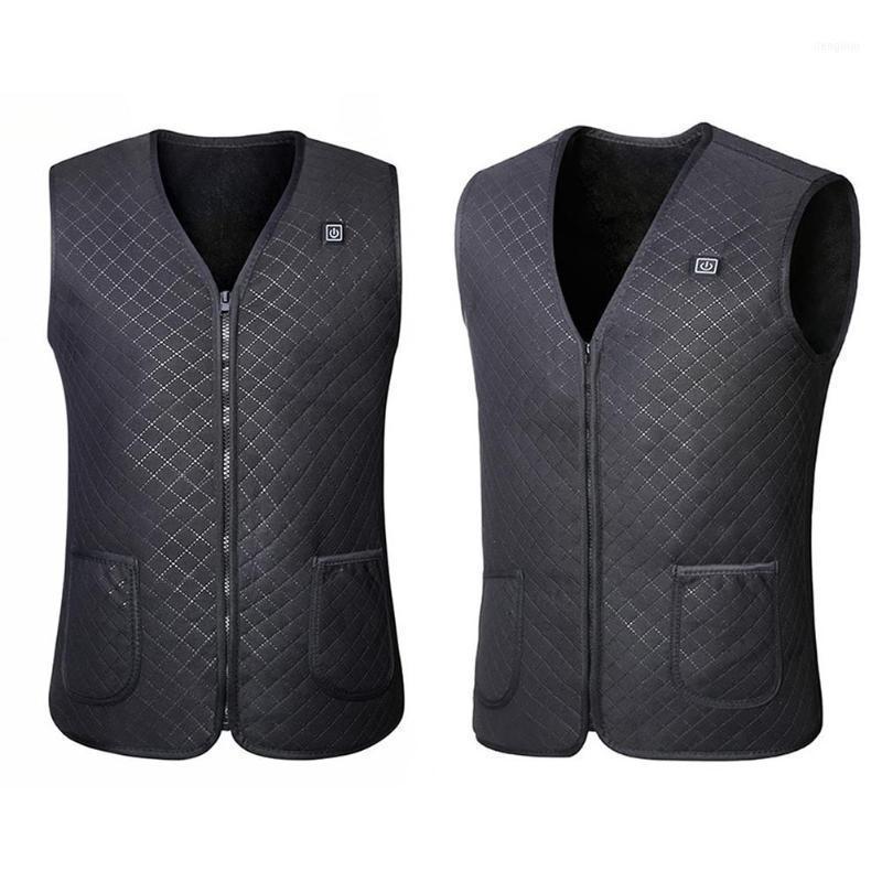 

Black Men Winter Warm Electric Heating Vest Zip Closure Cotton Lining Outdoor Camping Hiking Hunting Washable Thermal Jacket 1, As pic