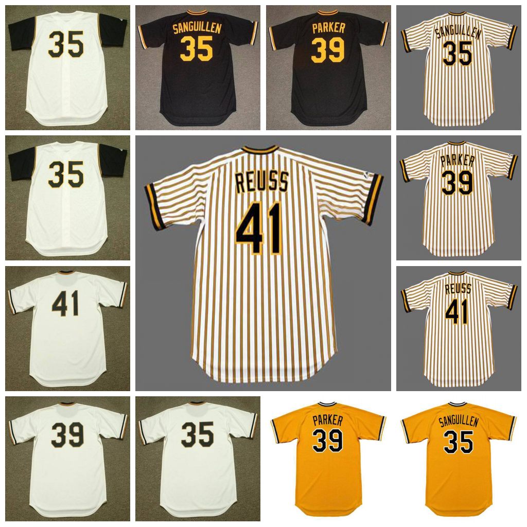 

Pittsburgh Vintage Baseball Jersey 35 MANNY SANGUILLEN 1969 39 DAVE PARKER 1974 41 JERRY REUSS, 35 manny sanguillen 1969 white