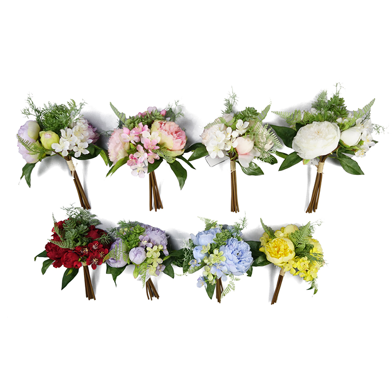 

27CM Wedding Bridal Bouquets Peony Flower Succulent Fern Leaf Thousand Grass Bouquet Series, #051/ly