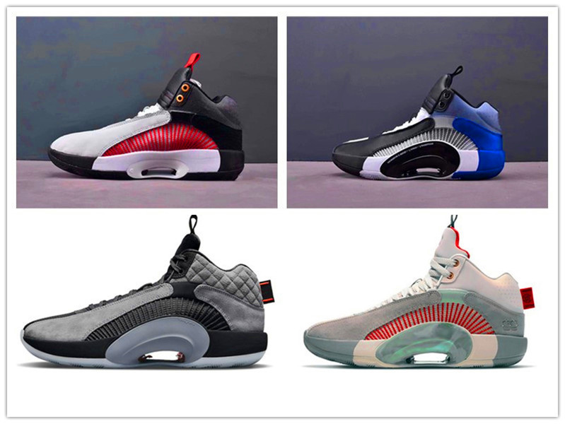

2021 center of gravity men's and women's basketball shoes for sale with Box Kids Jumpman 35 Base Grey Jade Warrior sneakers 35-46