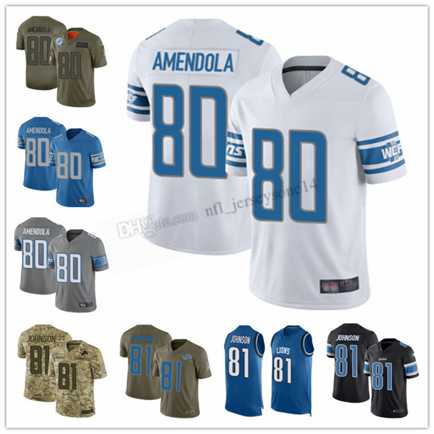 

2021 Custom Mens women youthdetroitlions80 DannyAmendola 81 CalvinJohnsonwhite 100th Season Vapor Limited Throwback Football Jerseys