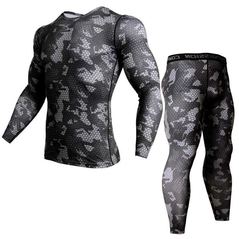 

thermal underwear rash guard kit MMA Compression Apparel leggings men unionsuit Bodybuilding T-Shirt camouflage tracksuit men 211109, Photo color