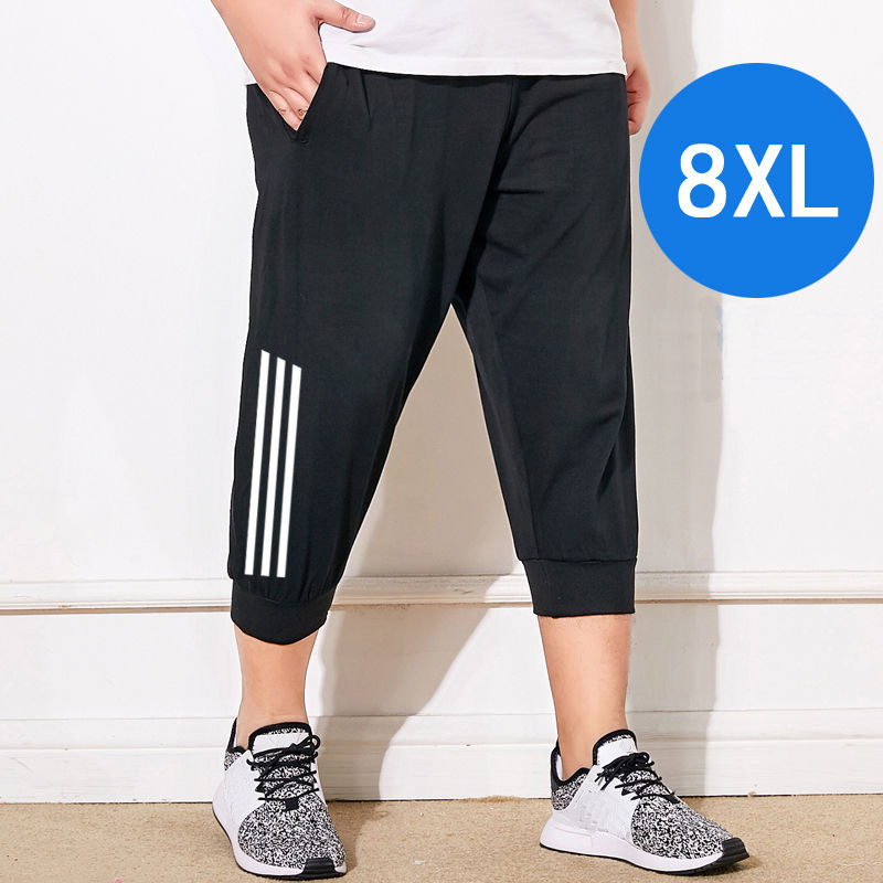 

Men Plus Size Short Pants Cotton Sweatshirts Jogging Pant Casual Color Block Pockets Drawstring Capris Trousers 8XL Big Sports Shorts, Chan