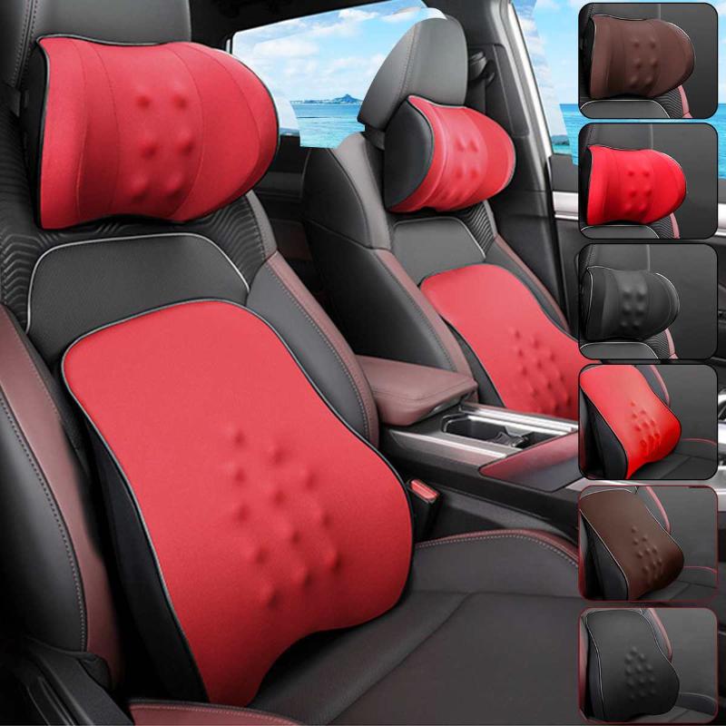 

Seat Cushions Universal Car Neck Pillows Lumbar Pad Support Comfortable Headrest Fit For Most Auto Fills High Elastic Memory Sponge