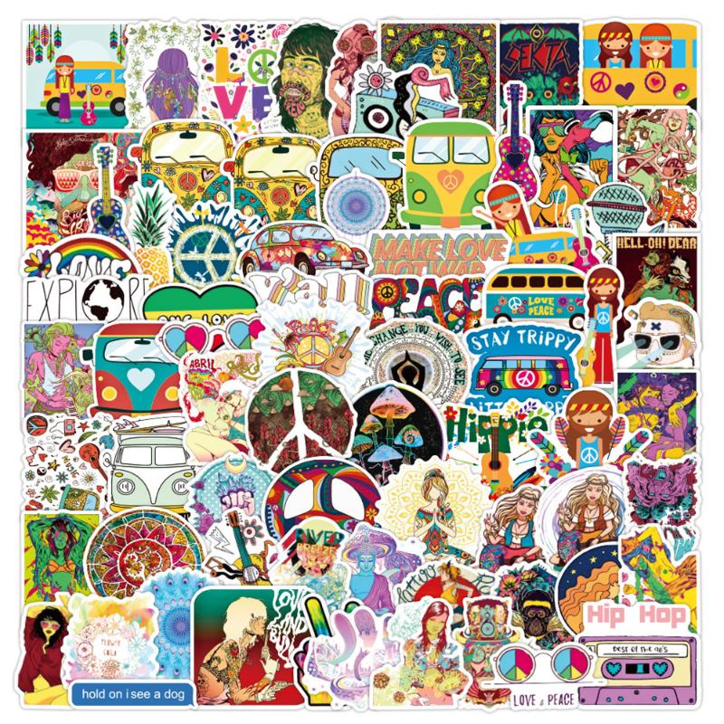 

Gift Wrap 100pcs Cute Hippie Stickers For Notebooks Stationery Laptop Kawaii Sticker Vintage Scrapbooking Material Craft Supplies