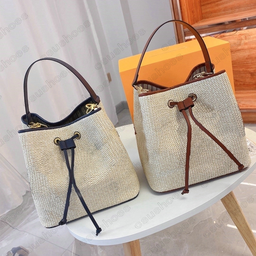 

NEONOE BB Crafty Straw Braided Bucket Bag With Clutch 2021ss By The Pool Empreinte Giant Monograms Womens Designer Handbag CrossBody Handle Bags Purse Wallet, No bag