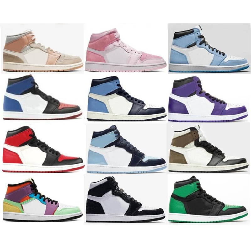 

New 1 University Blue Twist Mid Milan Digital Pink Lightbulb Chicago Basketball Shoes Men 1s Top 3 Bred Toe Court Purple UNC Patent Sneakers