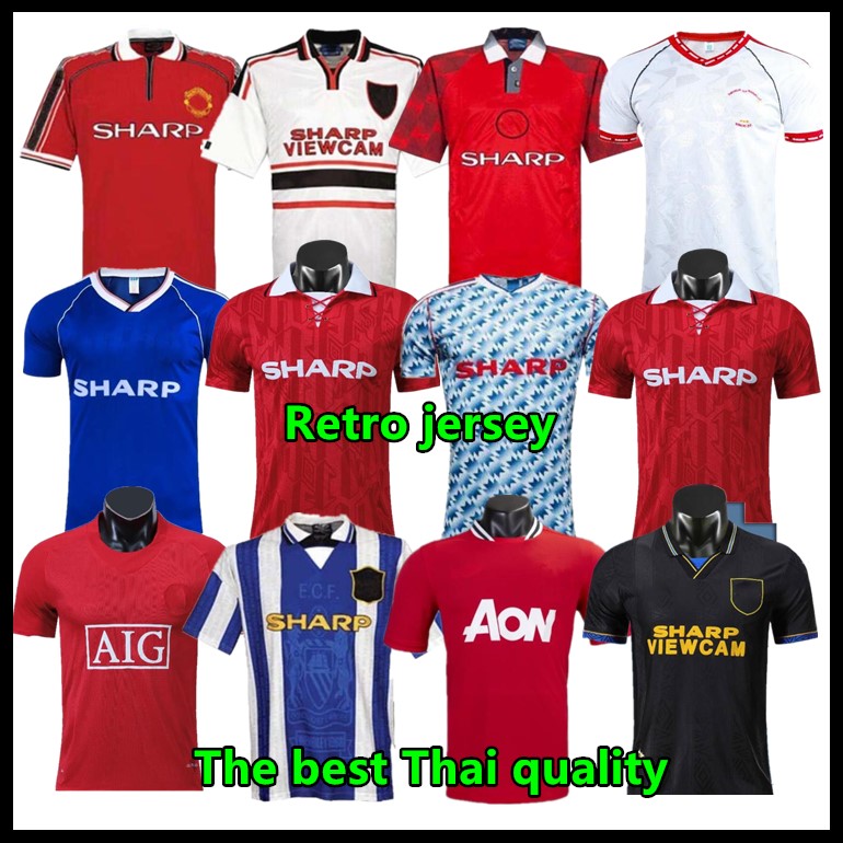 

Manchester Retro Version 1994 96 2002 07 08 11 12 United Soccer jersey finals football Giggs SCHOLES Beckham RONALDO 98 99 CANTONA KEANE Solskjaer, 1983 white