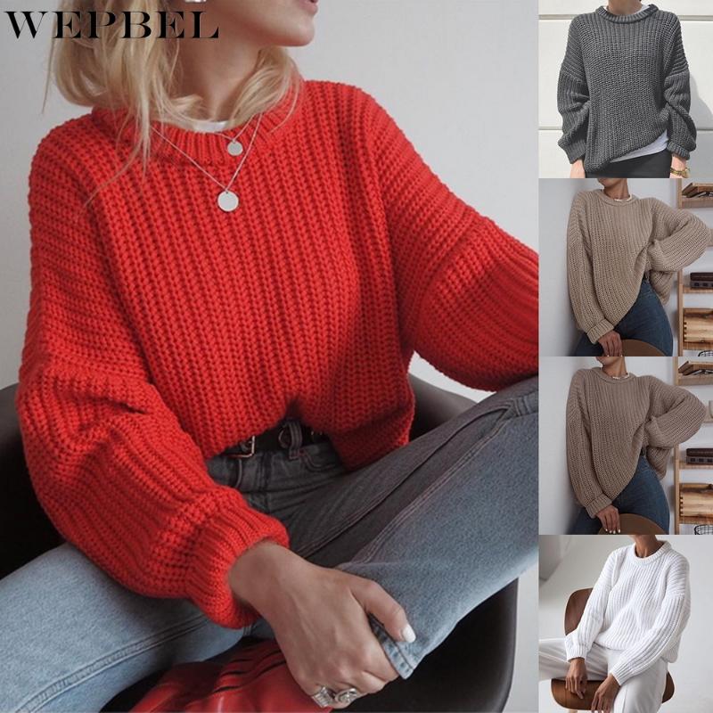 

Women's Sweaters WEPBEL Sweater Autumn And Winter Casual Solid Color Pullover Fashion Long Sleeve O-Neck Loose, White;black