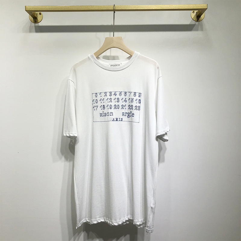 

Fashion brand 20 summer new hollow alphanumeric Paris loose Medium Length T-Shirt lovers tee, White;black