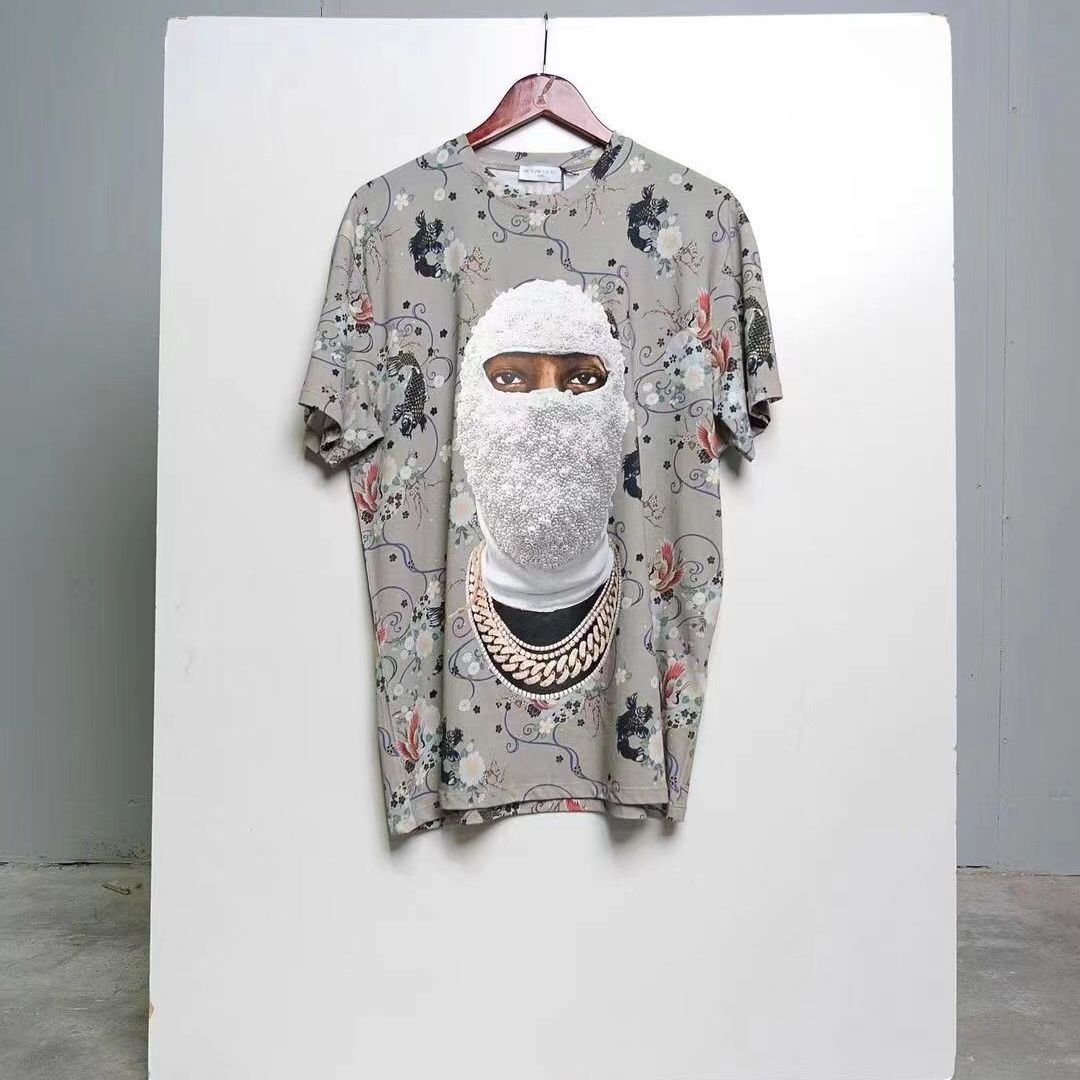 

Mens and Womens t shirt UH NIT Grey Green Cotton Human Head Graphic Printed Round Neck Loose Short Sleeve T-Shirt, Gray