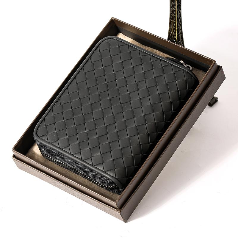 

Card Holders Men's Bag Women's Leather Woven Exquisite Sleeve Ultra Thin High-grade High-capacity Multi Driver'sCard, Black